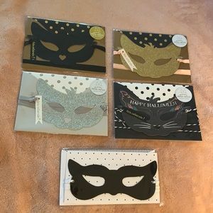 SET of 5 Assorted Clever Wearable Halloween/New Years Masks w/Satin Tying Ribbon